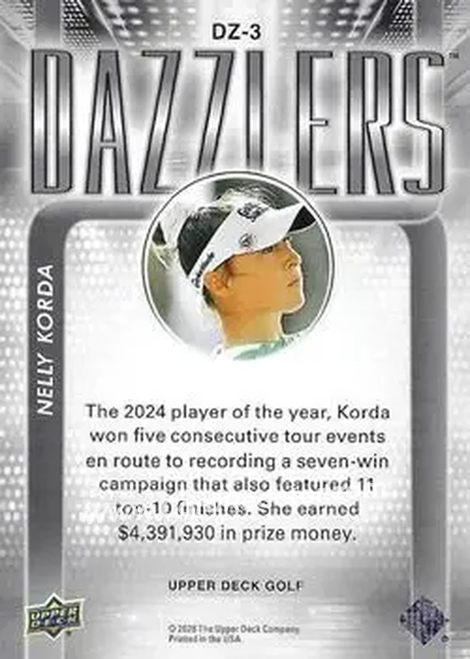 2026 Upper Deck - Dazzlers Blue #DZ-3 - Nelly Korda - Back