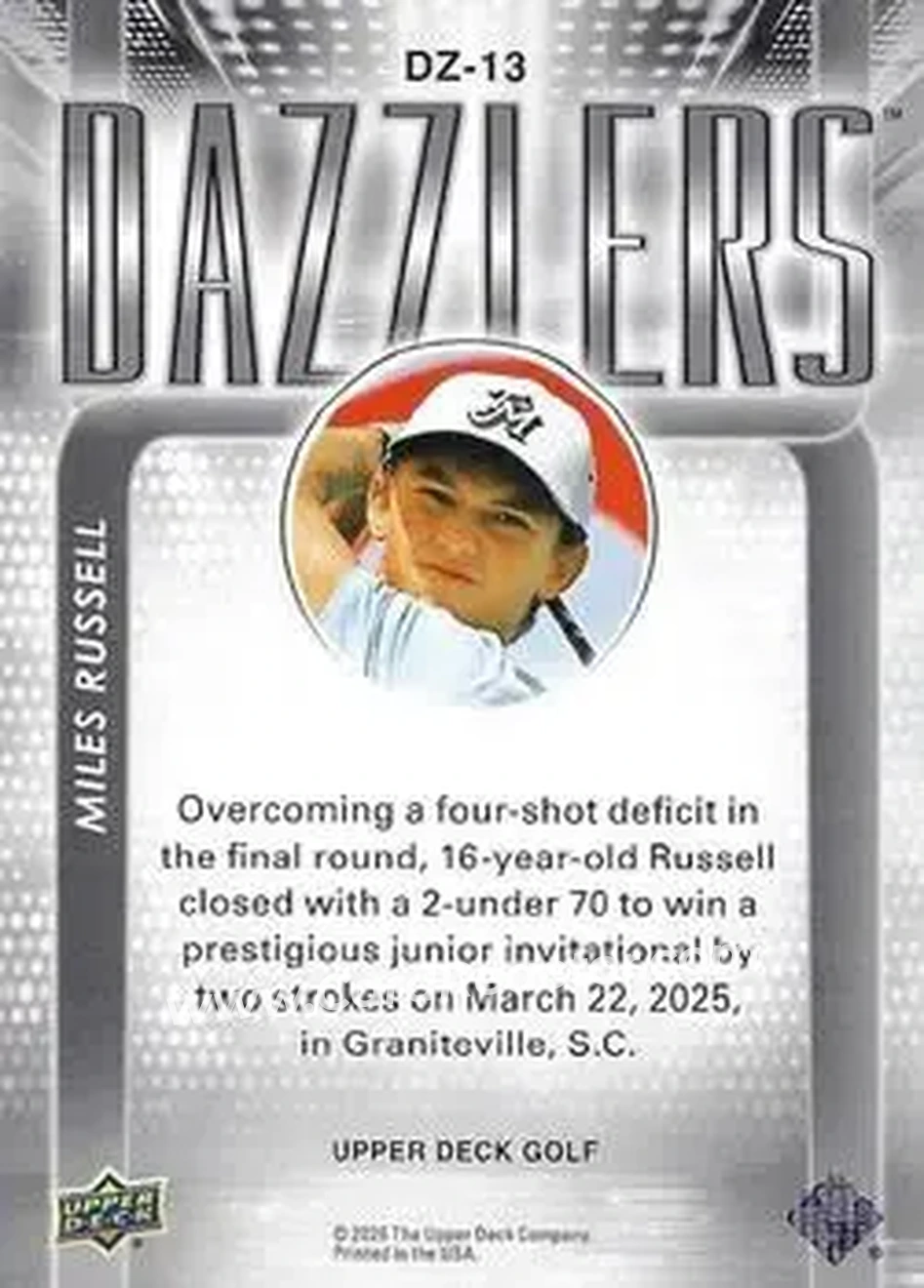 2026 Upper Deck - Dazzlers Blue #DZ-13 - Miles Russell - Back 2026 Upper Deck - Dazzlers Blue #DZ-13 - Miles Russell - Back