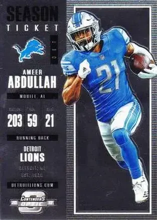 2017 Panini Contenders Optic #27 - Ameer Abdullah - Detroit Lions