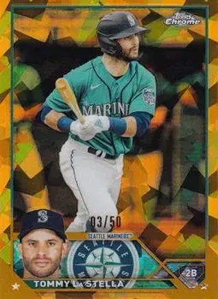 2023 Topps Chrome Update Sapphire Edition - Gold #USCS189 - Tommy La Stella - Seattle Mariners