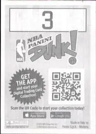 2015-16 Panini NBA Sticker Collection #3 - Card #3 - Back