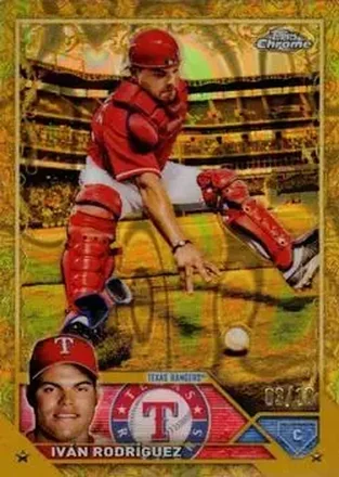 2023 Topps Gilded Collection - Lava Gold Etch Refractors #72 - Ivan Rodriguez - Texas Rangers