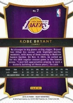 Back of Kobe Bryant