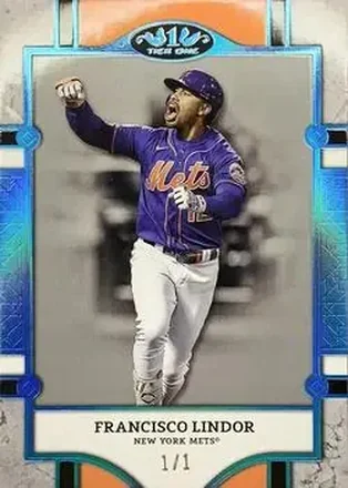 2024 Topps Tier One - Holo Platinum Blue Foil #52 - Francisco Lindor - New York Mets