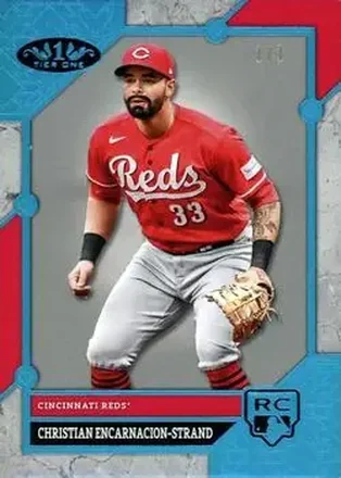 2024 Topps Tier One - Holo Platinum Blue Foil #98 - Christian Encarnacion-Strand - Cincinnati Reds