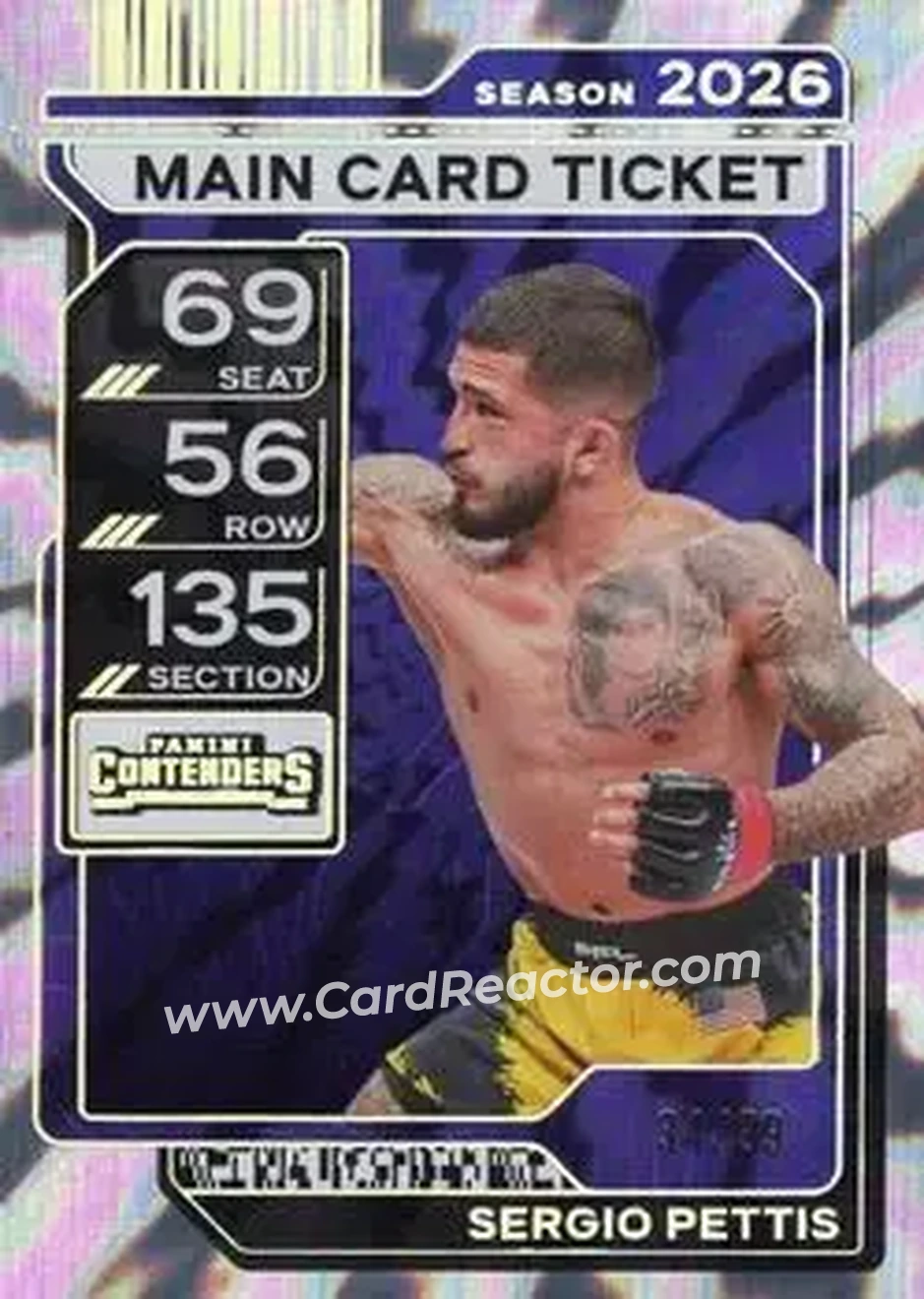 2026 Panini Contenders PFL - Main Card Ticket #29 - Sergio Pettis - Front 2026 Panini Contenders PFL - Main Card Ticket #29 - Sergio Pettis - Front