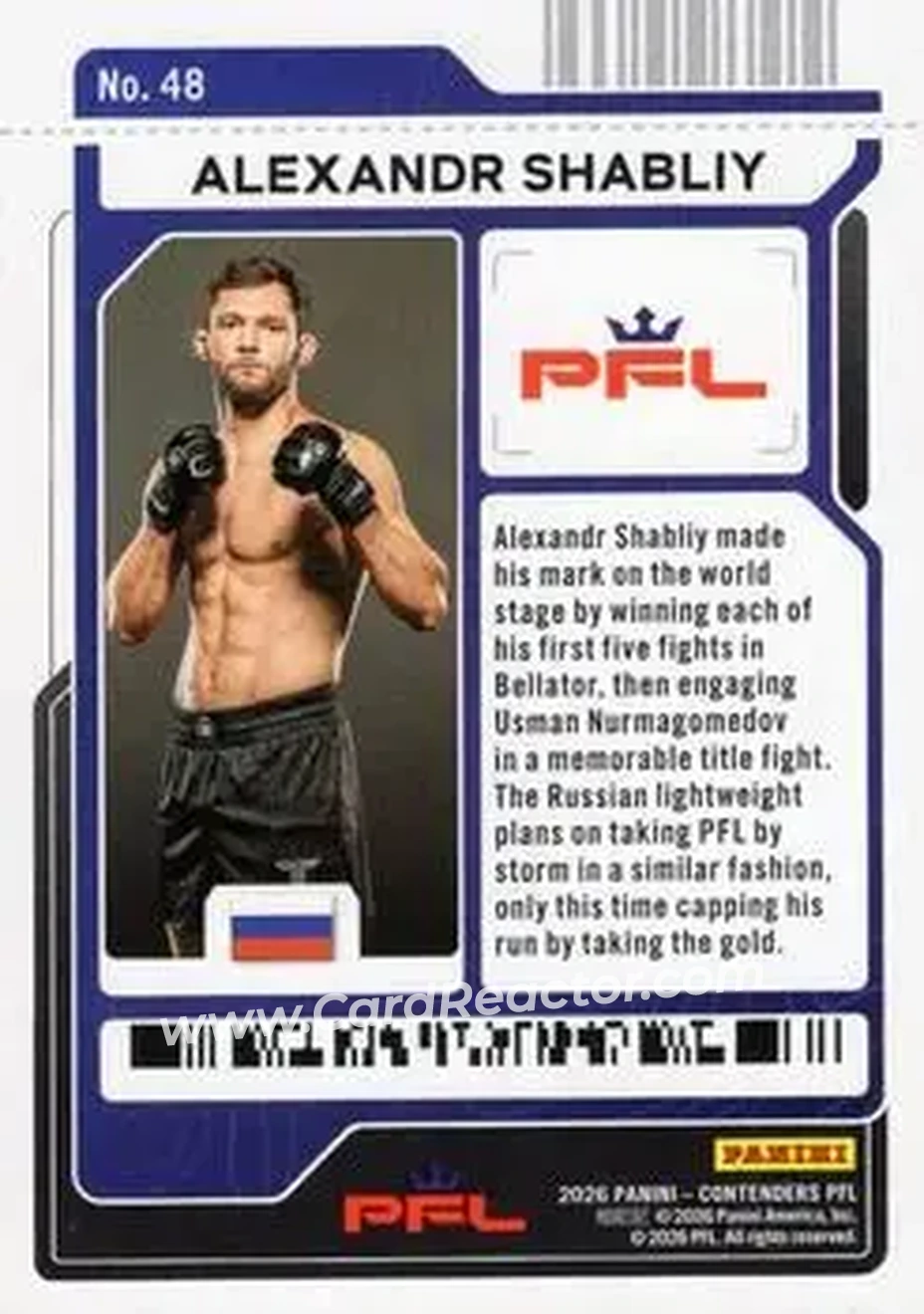 2026 Panini Contenders PFL - Main Card Ticket #48 - Alexandr Shabliy - Back