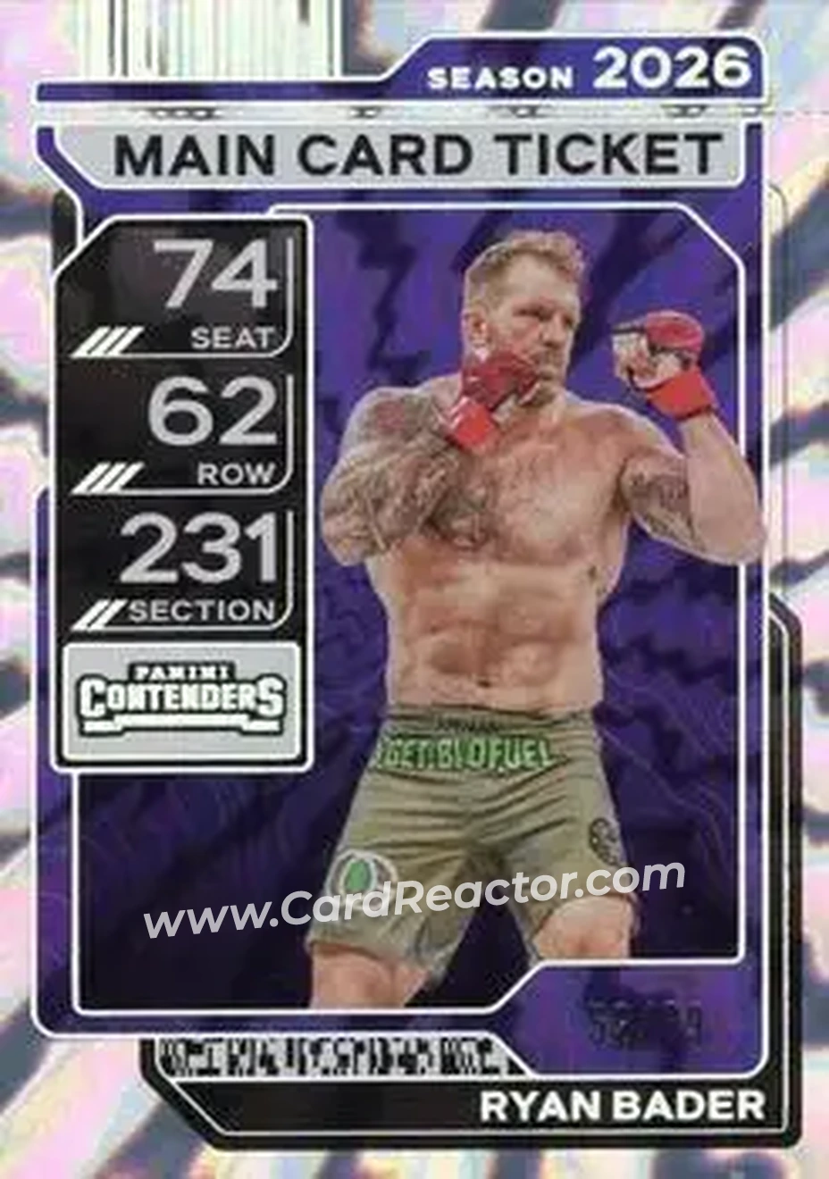 2026 Panini Contenders PFL - Main Card Ticket #51 - Ryan Bader - Front 2026 Panini Contenders PFL - Main Card Ticket #51 - Ryan Bader - Front