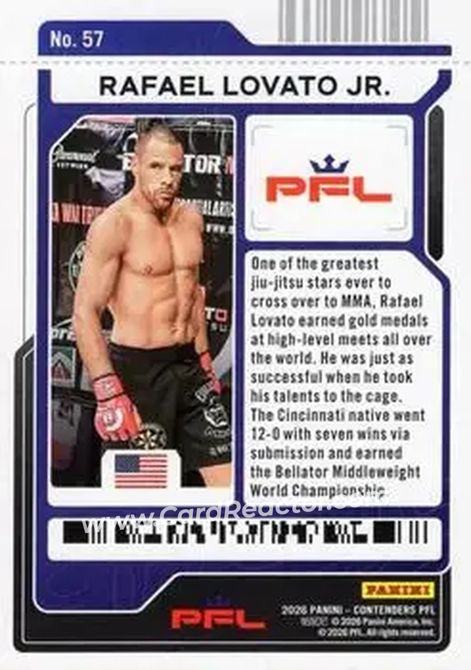 2026 Panini Contenders PFL - Main Card Ticket #57 - Rafael Lovato Jr. - Back