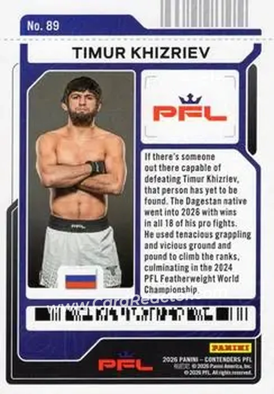 2026 Panini Contenders PFL - Main Card Ticket #89 - Timur Khizriev - Back