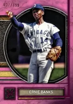 2025 Topps Museum Collection - Pink Sapphire #82 - Ernie Banks - Chicago Cubs