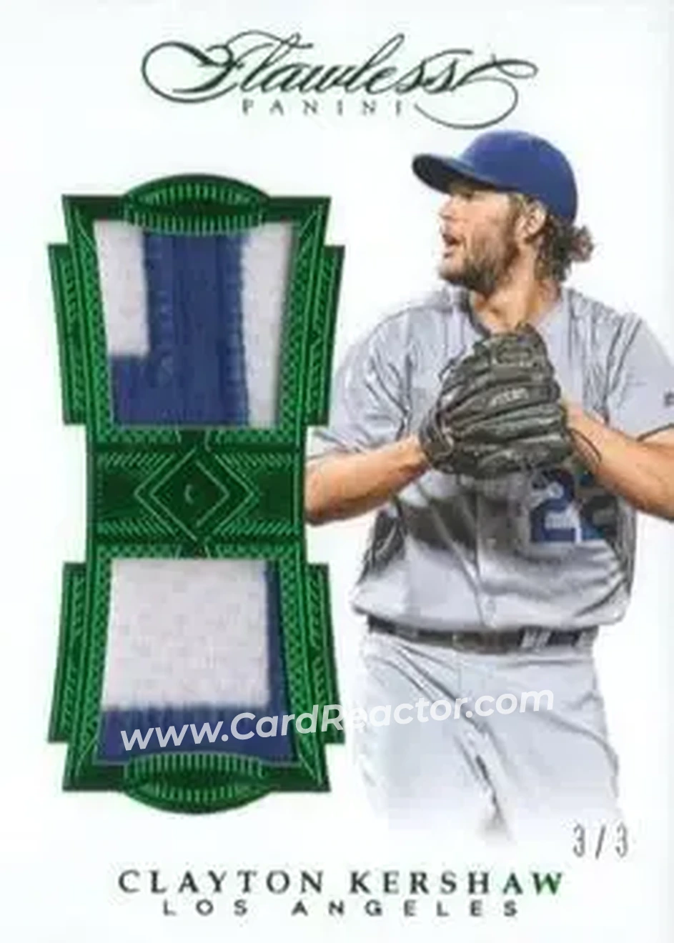 2017 Panini Flawless - Dual Patches Emerald #DP-CK - Clayton Kershaw - Los Angeles Dodgers - Front