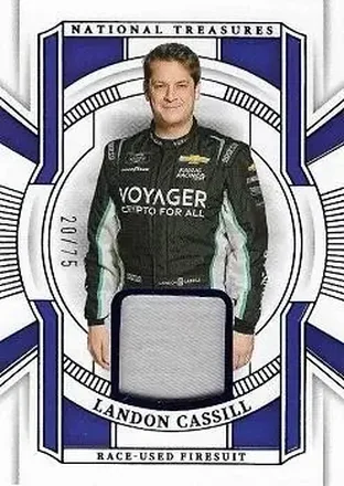 2025 Panini National Treasures - Race Used Firesuit Blue #RUF-LCL - Landon Cassill - Kaulig Racing