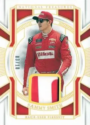 2025 Panini National Treasures - Race Used Firesuit Holo Gold #RUF-SSM - Sammy Smith - JR Motorsports