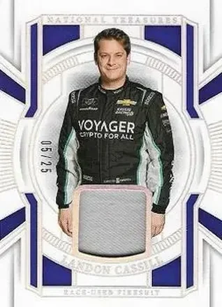 2025 Panini National Treasures - Race Used Firesuit Holo Silver #RUF-LCL - Landon Cassill - Kaulig Racing