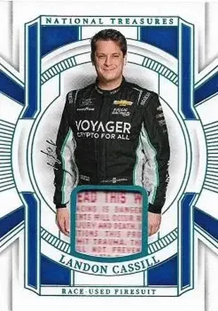 2025 Panini National Treasures - Race Used Firesuit Platinum #RUF-LCL - Landon Cassill - Kaulig Racing