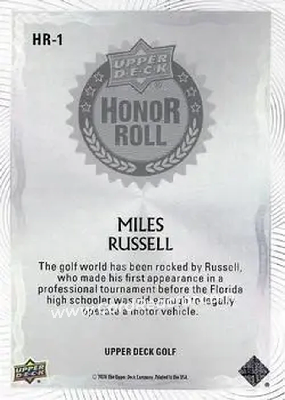 2026 Upper Deck - Honor Roll #HR-1 - Miles Russell - Back 2026 Upper Deck - Honor Roll #HR-1 - Miles Russell - Back