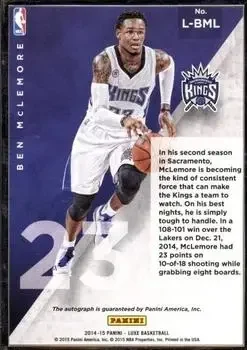 Back of Ben McLemore