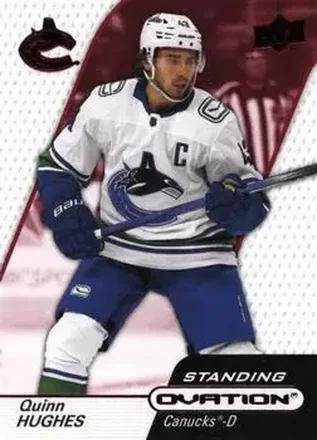 2023-24 Upper Deck Ovation - Standing Ovation Red #71 - Quinn Hughes - Vancouver Canucks