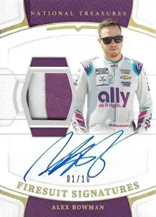 2022 Panini National Treasures - Firesuit Signatures Holo Gold #F-AB - Alex Bowman - Hendrick Motorsports
