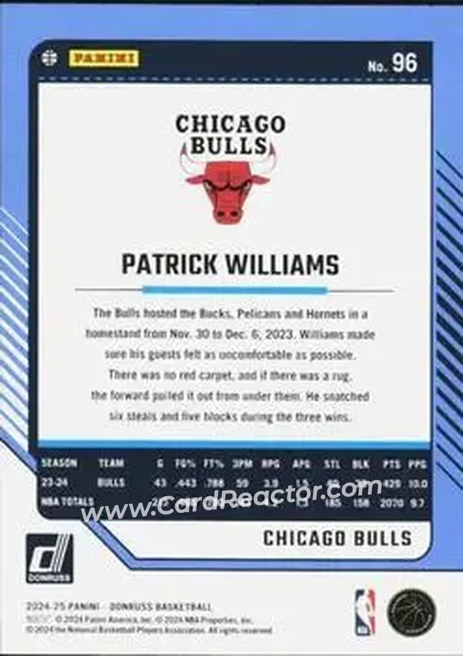 Back of Patrick Williams
