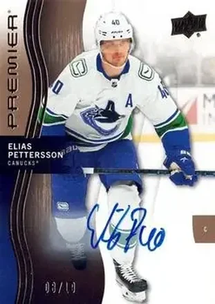 2023-24 Upper Deck Premier - Auto Gold #18 - Elias Pettersson - Vancouver Canucks