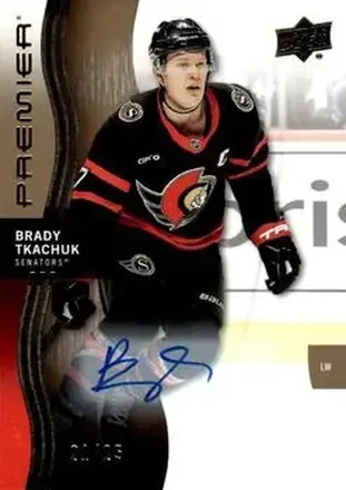 2023-24 Upper Deck Premier - Auto Gold #27 - Brady Tkachuk - Ottawa Senators