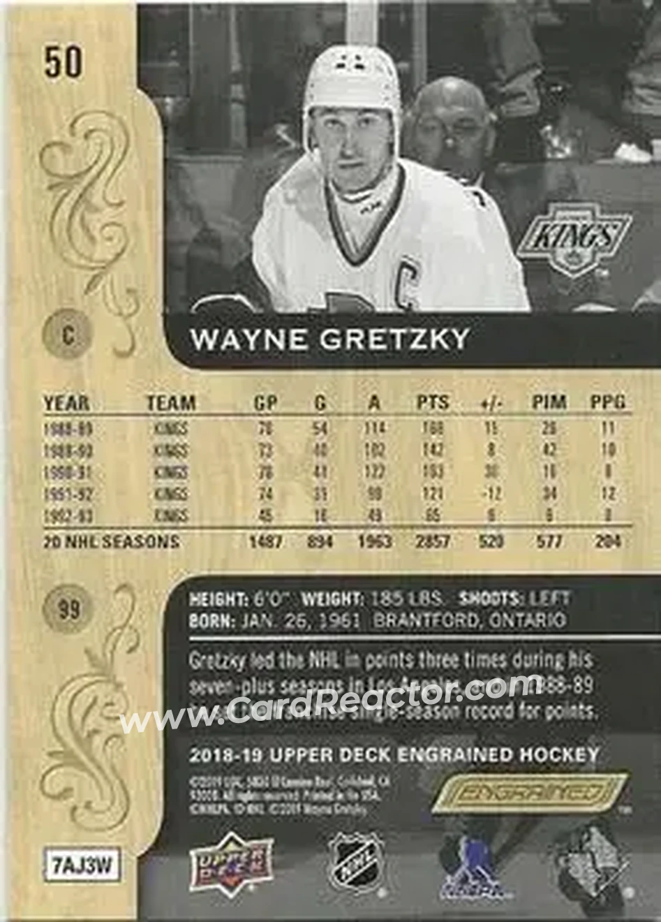 2018-19 Upper Deck Engrained #50 - Wayne Gretzky - Los Angeles Kings - Back
