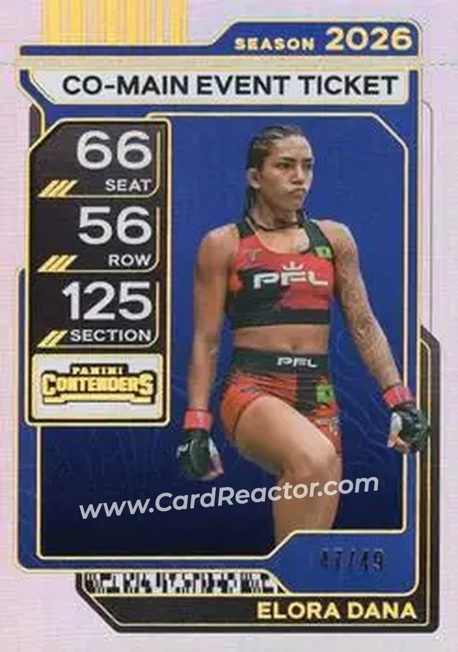 2026 Panini Contenders PFL - Co-Main Event Ticket #22 - Elora Dana - Front