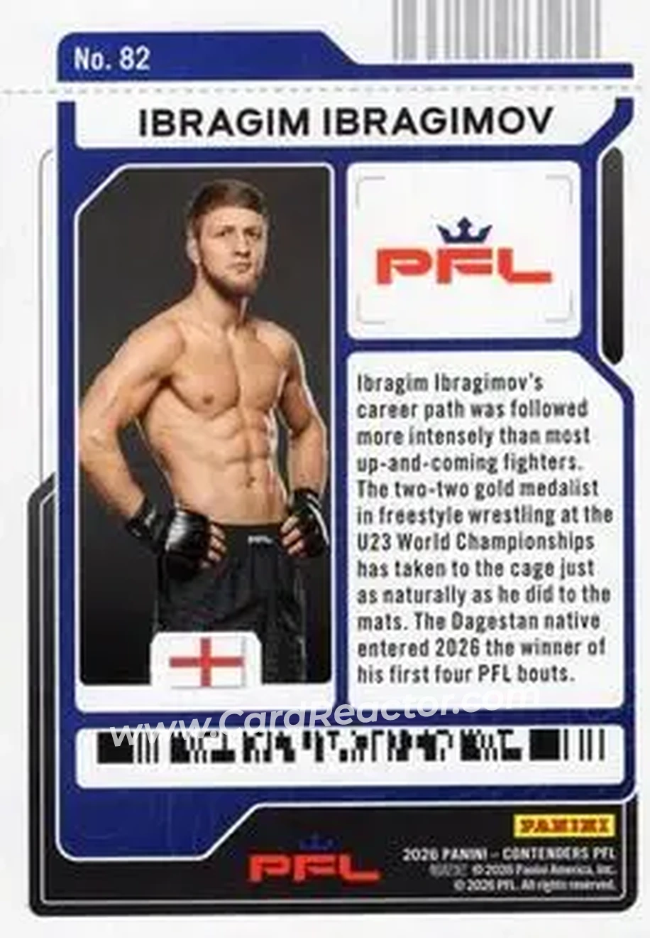 2026 Panini Contenders PFL - Cracked Ice Ticket #82 - Ibragim Ibragimov - Back