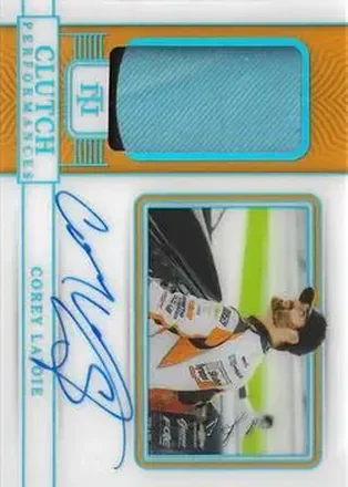 2023 Panini National Treasures - Clutch Performances Holo Platinum Blue #CP-CLJ - Corey LaJoie - Spire Motorsports