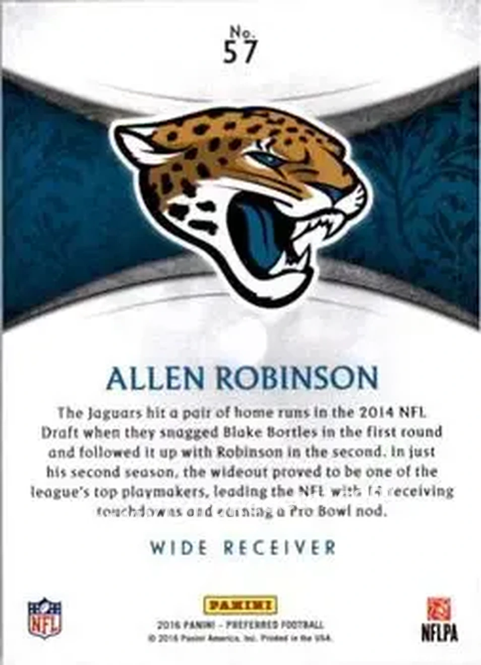 2016 Panini Crown Royale #57 - Allen Robinson II - Jacksonville Jaguars - Back