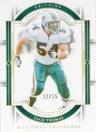 2023 Panini National Treasures - Holo Gold #64 - Zach Thomas - Miami Dolphins