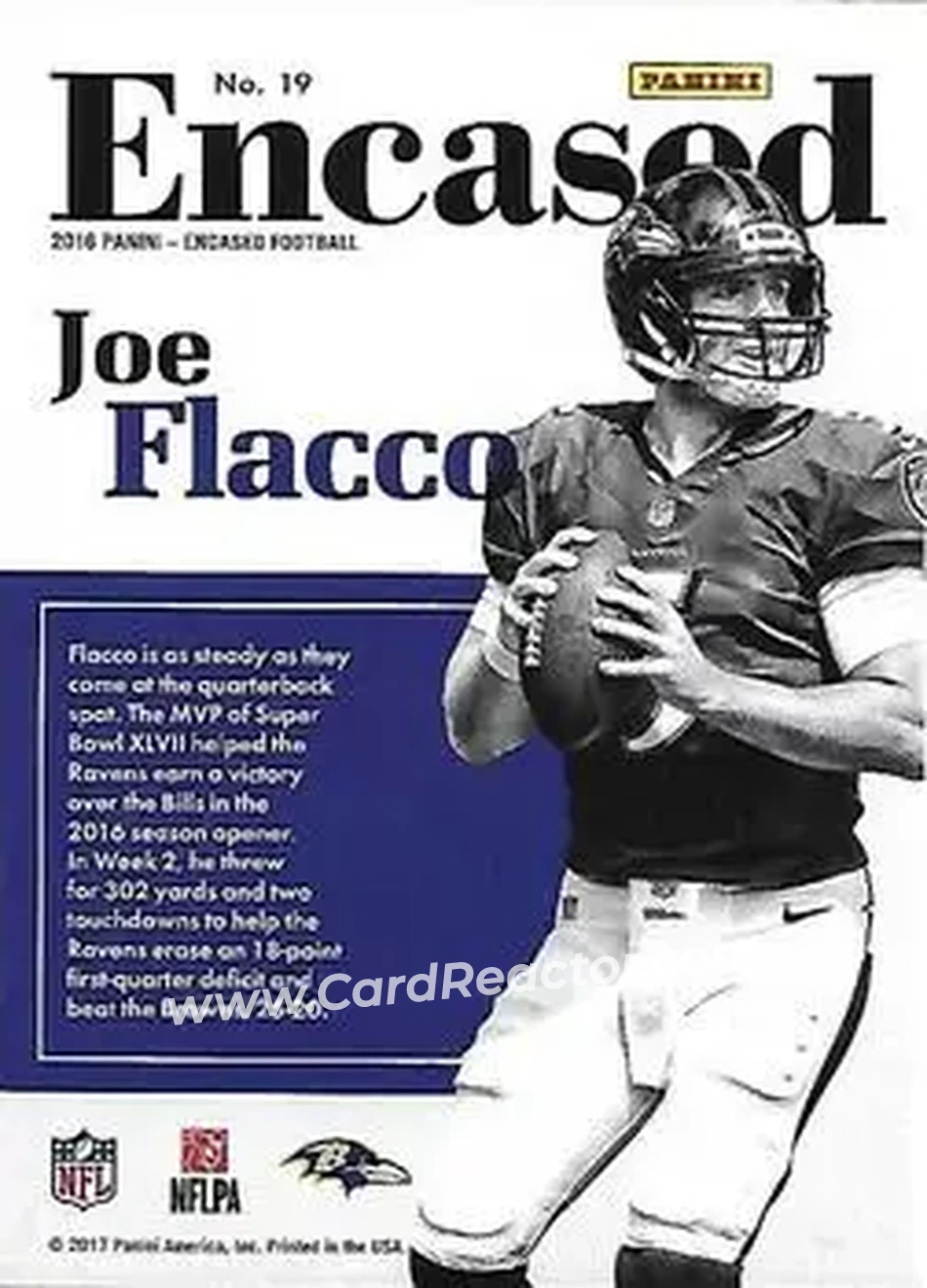 2016 Panini Encased #19 - Joe Flacco - Baltimore Ravens - Back