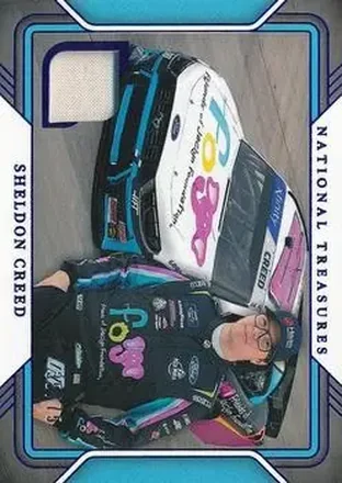 2025 Panini National Treasures - Track Gear Blue #TG-SCD - Sheldon Creed - Haas Factory Team