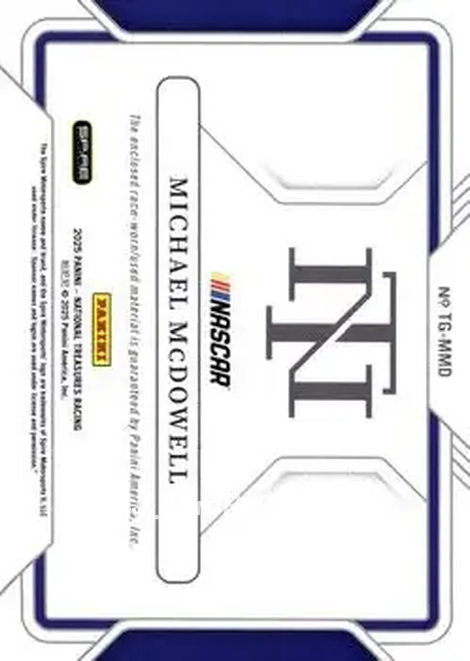 2025 Panini National Treasures - Track Gear Holo Gold #TG-MMD - Michael McDowell - Spire Motorsports - Back