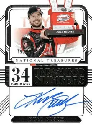2025 Panini National Treasures #TNS-KBC Treasured Numbers Signatures Kurt Busch