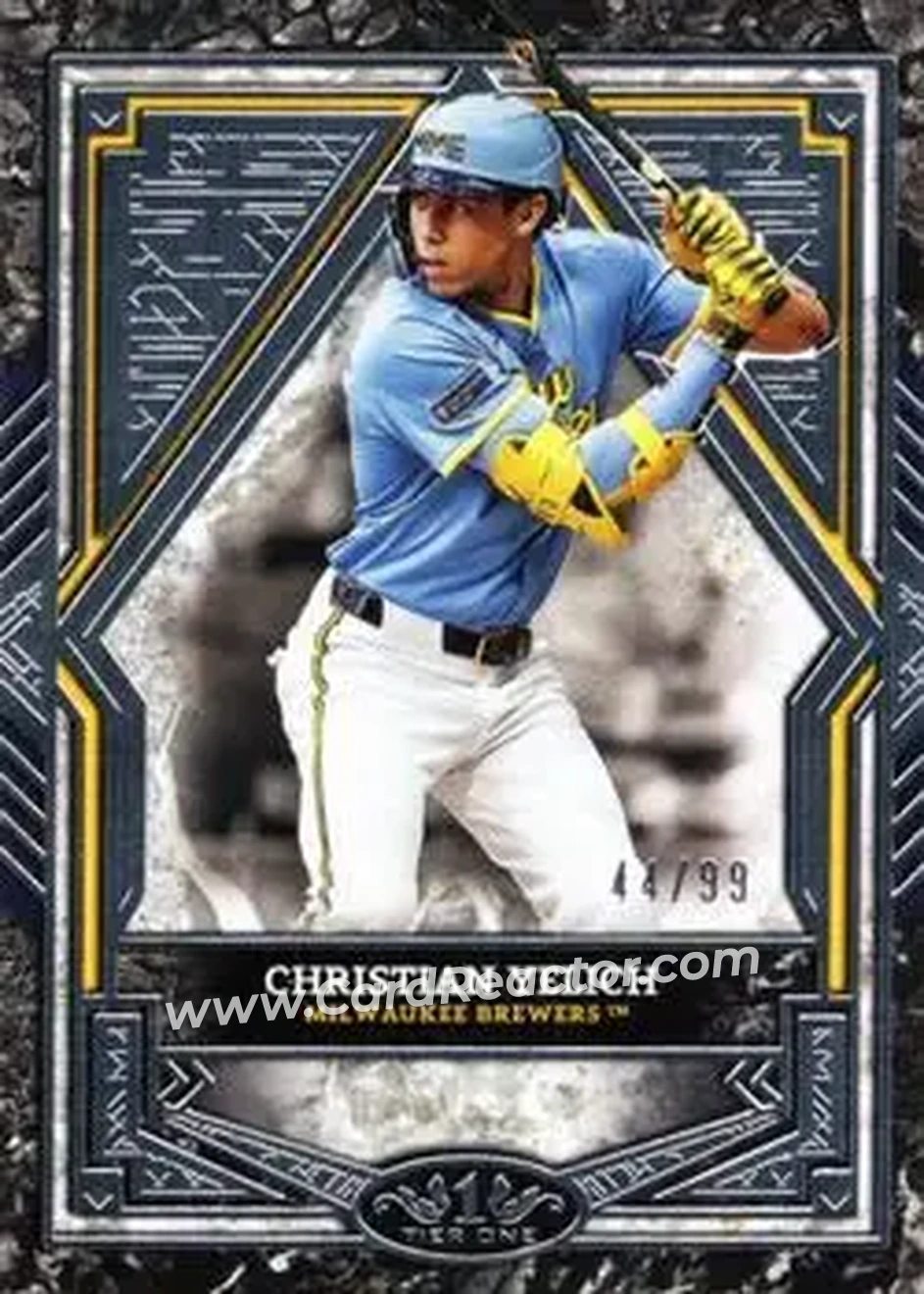 2025 Topps Tier One - Silver Foil #47 - Christian Yelich - Milwaukee Brewers - Front 2025 Topps Tier One - Silver Foil #47 - Christian Yelich - Milwaukee Brewers - Front
