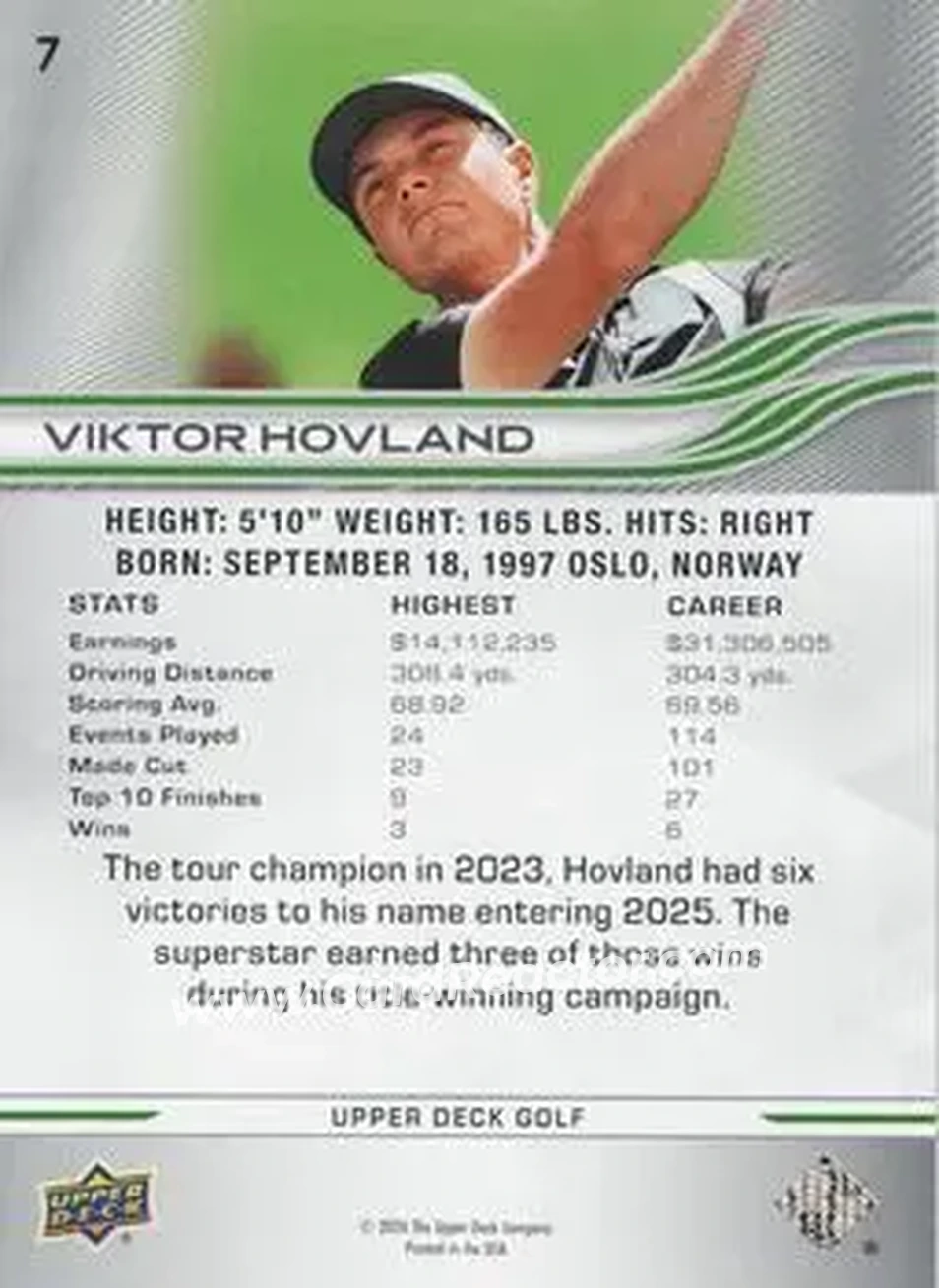 2026 Upper Deck #7 - Viktor Hovland - Back