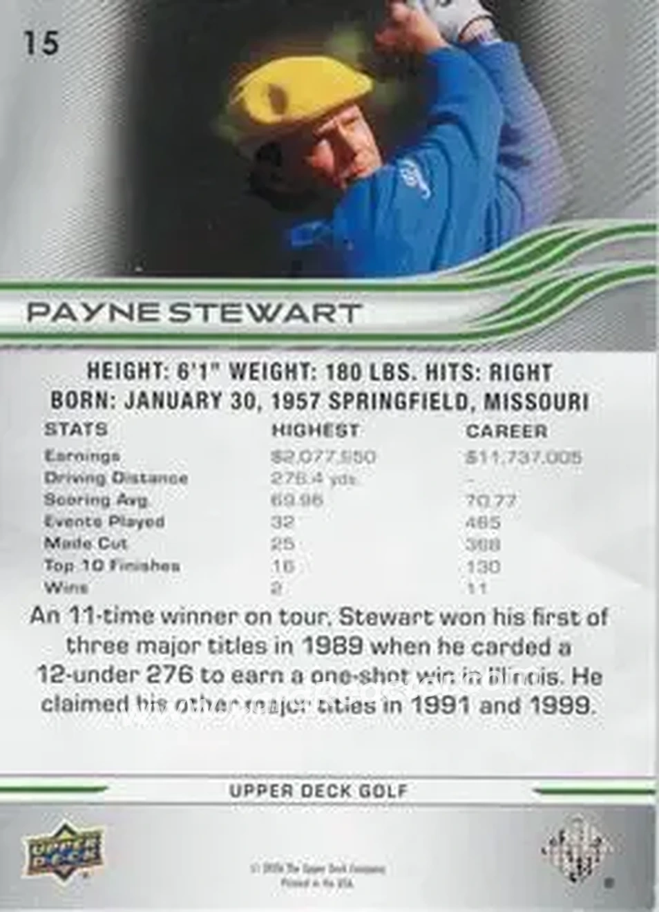 2026 Upper Deck #15 - Payne Stewart - Back