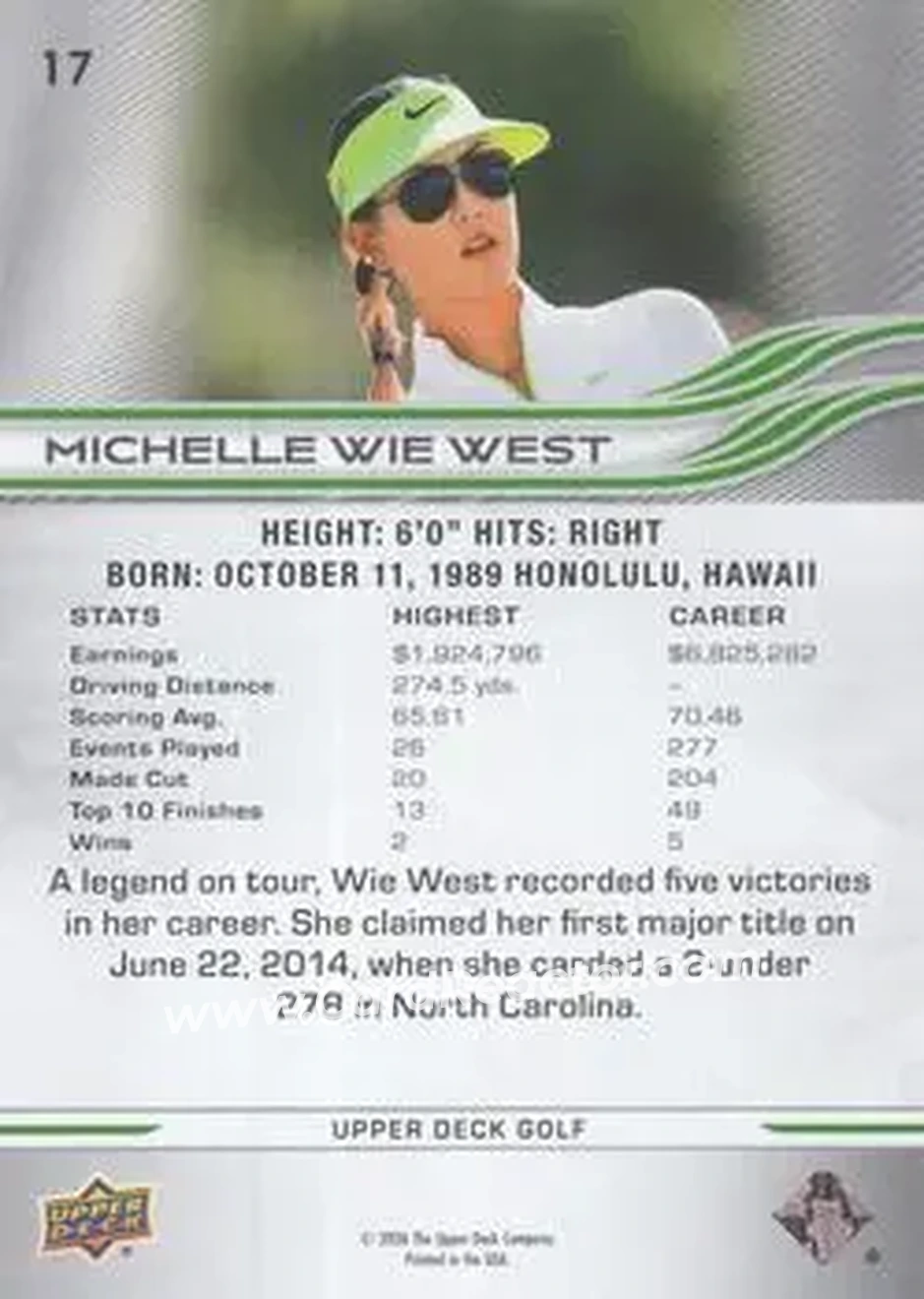 2026 Upper Deck #17 - Michelle Wie West - Back