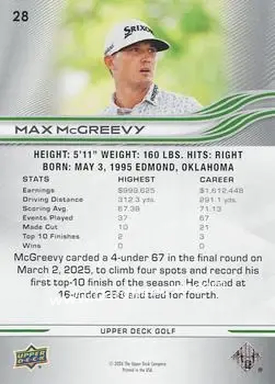 2026 Upper Deck #28 - Max McGreevy - Back