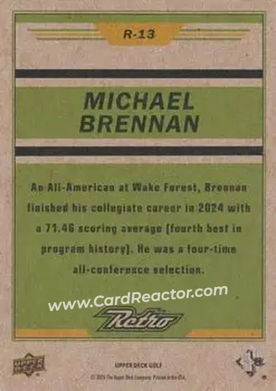 2026 Upper Deck - Retro (Blaster) #R-13 - Michael Brennan - Back