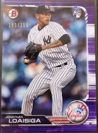 2019 Bowman - Purple #7 - Jonathan Loaisiga - New York Yankees