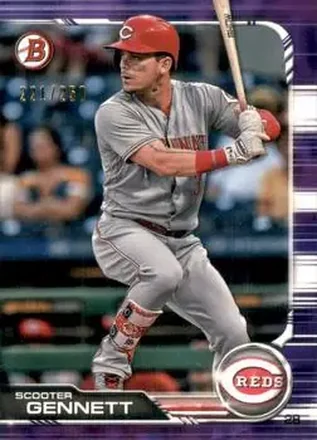 2019 Bowman - Purple #8 - Scooter Gennett - Cincinnati Reds