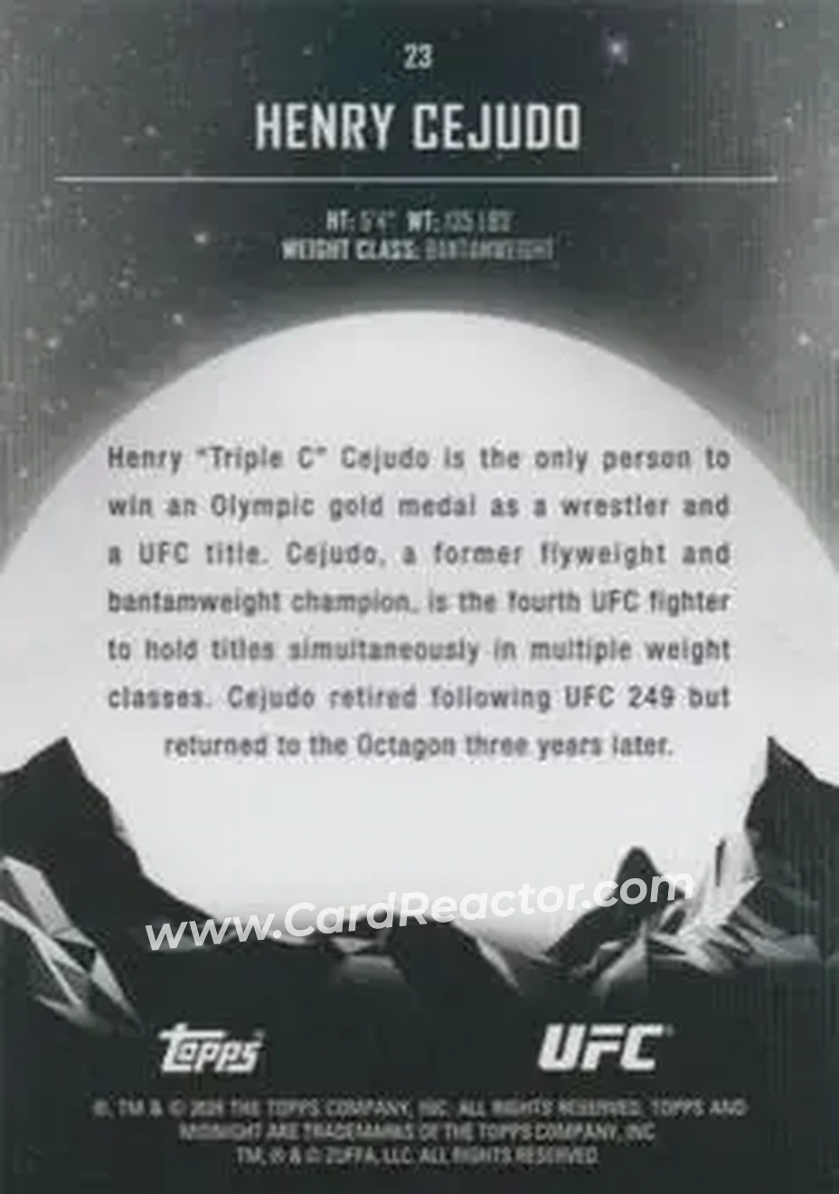 2024 Topps Midnight UFC - Morning #23 - Henry Cejudo - Back