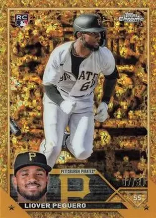 2023 Topps Gilded Collection - Mini-Diamond Gold Etch Refractors #129 - Liover Peguero - Pittsburgh Pirates