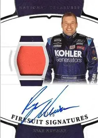 2022 Panini National Treasures - Firesuit Signatures Silver #F-RN - Ryan Newman - Roush Fenway Racing