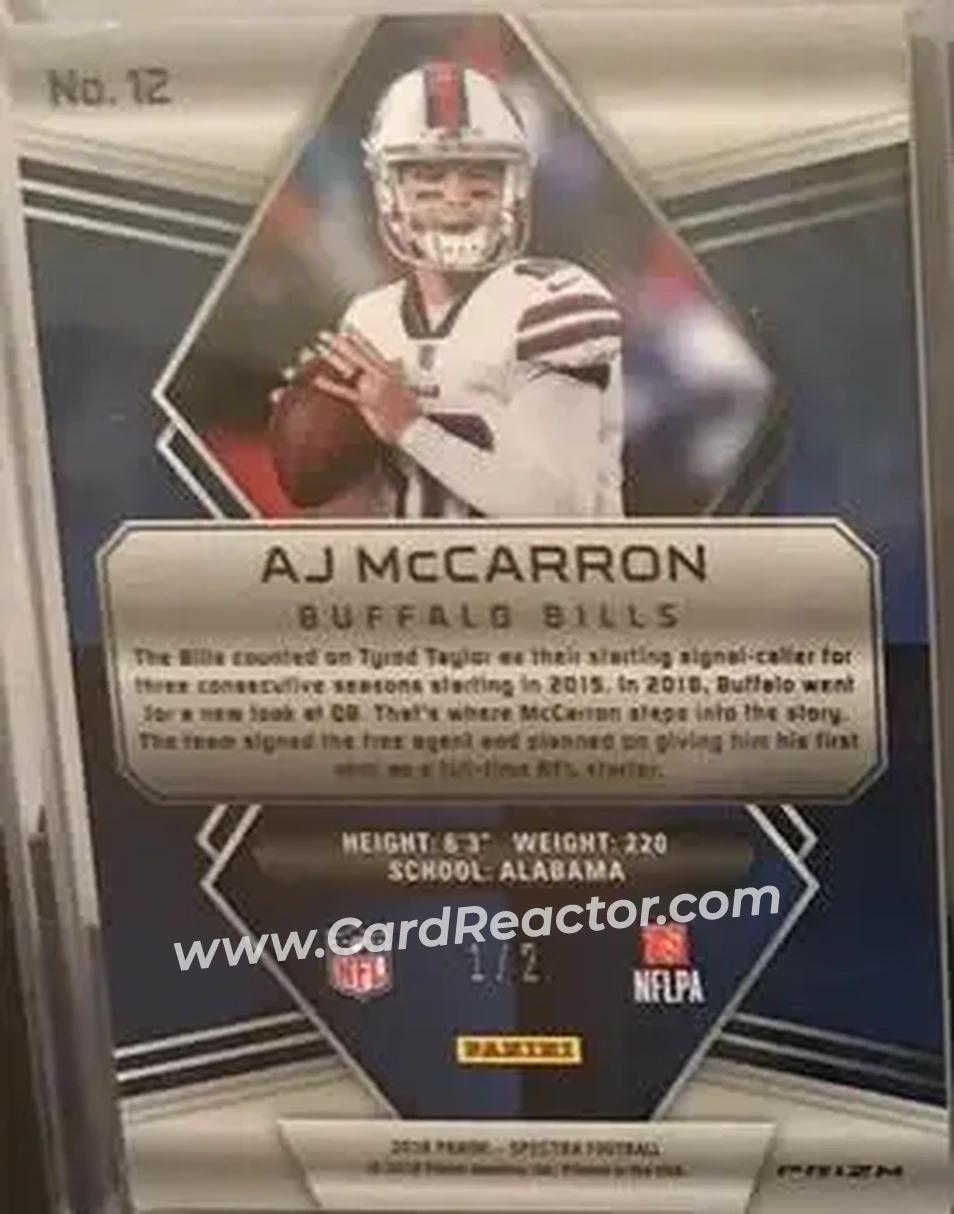 2018 Panini Spectra - Nebula #12 - A.J. McCarron - Buffalo Bills - Back