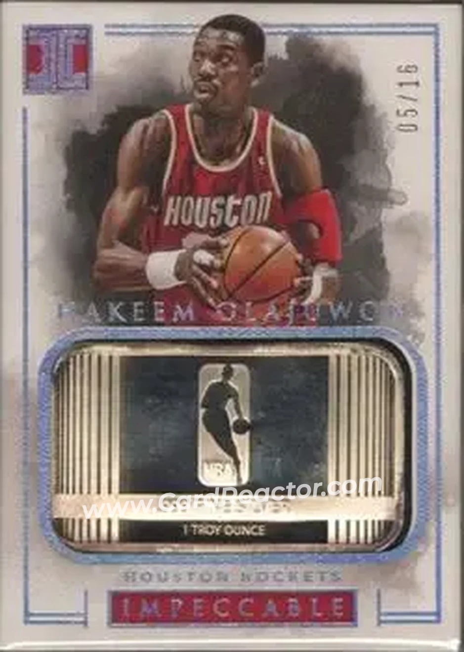 2016-17 Panini Impeccable - Silver NBA Logo #30 - Hakeem Olajuwon - Houston Rockets - Front